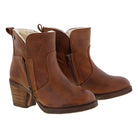 Womens Eastside Fur Lined Western Ankle Boots - Cognac